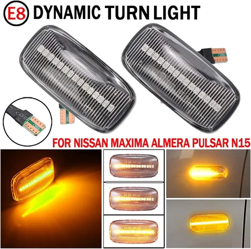 Miniatura 3 de Para Nissan Skyline R34 Almera N15 N16 Pulsar Maxima QX Sunny G10 Primera P11 P12 - Marcador lateral dinámico LED para coche (transparente)
