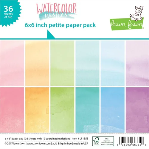 Miniatura 2 de LAWN FAWN Paquete de papel pequeño de una sola cara de 6 x 6 pulgadas, 36 paquetes de deseos de acuarela, 12 diseños/3 cada uno, surtido
