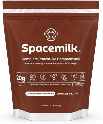 Spacemilk Chocolate Mousse - Proteína vegana en polvo, 0.71 onzas de proteína completa, PDCAAS 1.0, cero azúcar, sin alérgenos, sin lácteos, sin