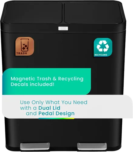 Miniatura 3 de Home Zone Living CleanAura - Bote de basura de cocina de 16 galones con compartimentos dobles para reciclaje, control de olores, acero inoxidable