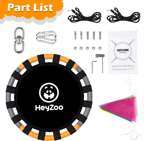 Miniatura 6 de HeyZoo - Columpio de platillo, de 48 pulgadas, juegos de columpio más grandes para el patio trasero y parque infantil al aire libre, capacidad