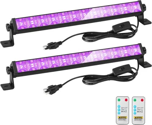 Barra de luz LED negra de 48 W con control remoto e interruptor, barras de luz negra con enchufe y cable de 6.5 pies, luz negra para fiesta