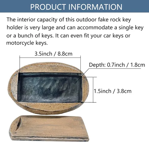 Miniatura 3 de Turtle Rock Key Hider - Caja de llaves oculta para exteriores, resistente a la intemperie, estatua de jardín de resina con compartimento secreto