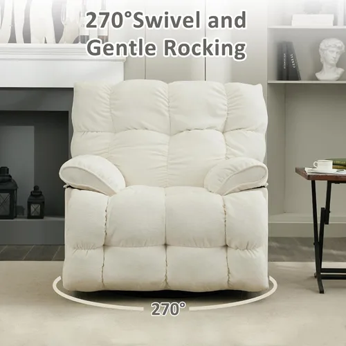 Miniatura 7 de Silla reclinable mecedora extra grande, sillón reclinable con giro eléctrico para sala de estar, reclinables mecedores acolchados extra anchos