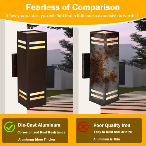 Miniatura 6 de iYogaled Lámpara de pared para exteriores del anochecer al amanecer, con certificación ETL, diseño cuadrado de aluminio impermeable para montaje