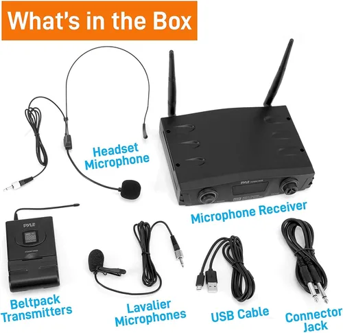 Miniatura 8 de PYLE Sistema de micrófono inalámbrico UHF compacto - Juego de receptor de micrófono digital de escritorio profesional de 1 canal con transmisor