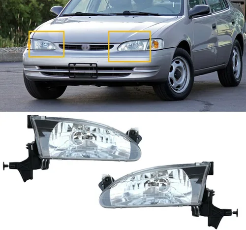 Miniatura 5 de Kit de reemplazo de faros delanteros LH+RH carcasa cromada lente transparente para Toyota Corolla 1998 1999 2000