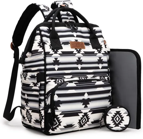 Miniatura 23 de Montana West Wrangler Bolsa Mochila para Pañales Mochila de Viaje Azteca Carteras Occidentales Multifunción Bolsas para Bebé para Mamá con Bolsillos