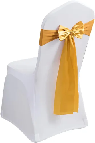 Miniatura 27 de Paquete de 100 bandas de elastano para silla, lazos de satén de color azul para bodas, eventos, banquetes, hoteles, hogar y cocina, 100