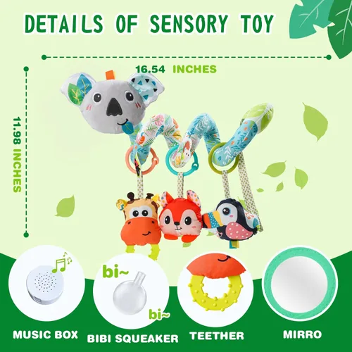 Miniatura 5 de Juguetes Jollybaby para cuna, carriola, asiento de coche para bebé de 0-3-6-9-12 meses, juguetes sensoriales colgantes para tiempo boca abajo