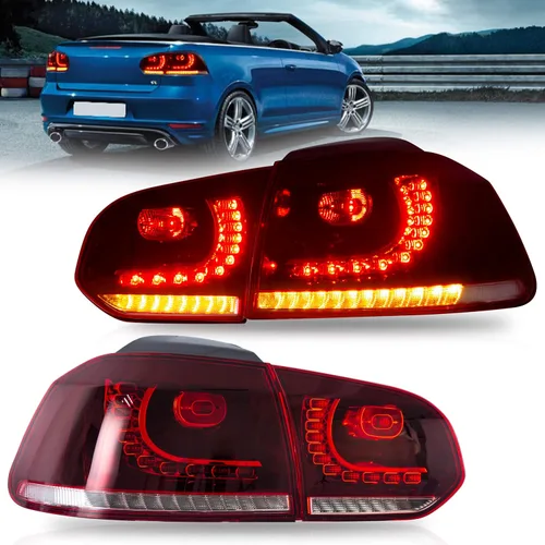 Miniatura 7 de VLAND Luces traseras para Golf 6ª generación 2010-2014, con señal de giro secuencial, rojo ahumado Rojo y ahumado