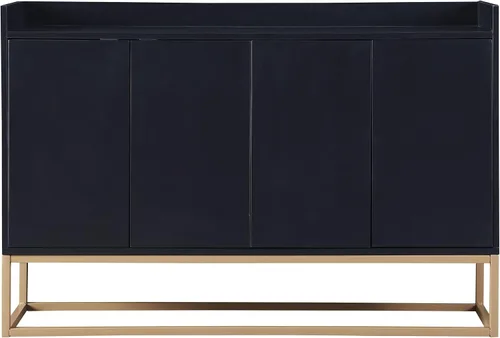 Miniatura 8 de LUMISOL Armario de almacenamiento moderno con puertas y estantes ajustables, aparador de cocina de madera con base de metal y mesa de valla