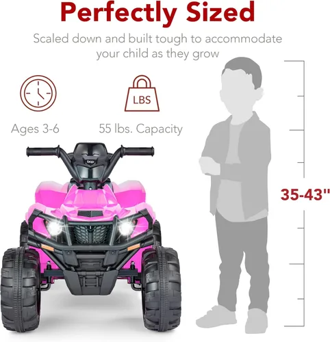Miniatura 6 de Best Choice Products 12V Auto eléctrico para montar para niños, ATV de 4 ruedas, vehículo de juguete con audio Bluetooth, velocidad máxima de 2.4