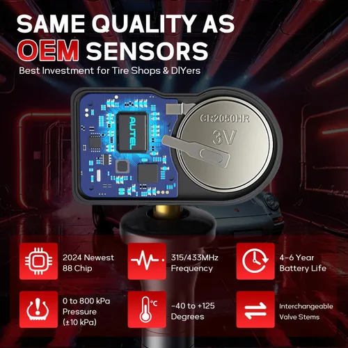 Miniatura 7 de Autel Sensores TPMS, MX-Sensor 2 en 1 (315 MHz+433 MHz), sensor de presión de neumáticos universal a presión de neumáticos a presión de nivel OE