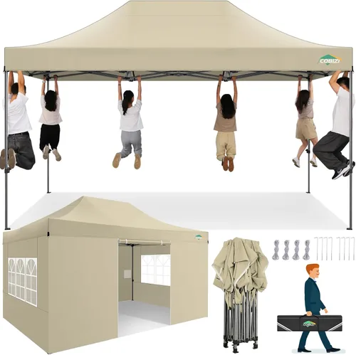 Miniatura 43 de COBIZI Toldo de 10 x 20 pies con paredes laterales, carpa de fiesta resistente para fiestas, bodas, tienda de campaña portátil plegable fácil