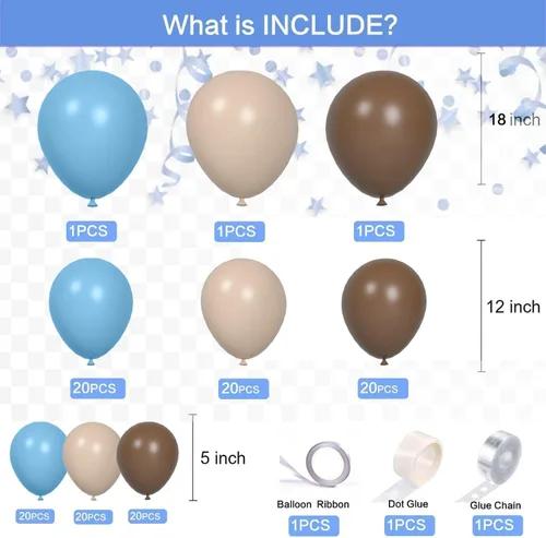 Miniatura 3 de ECEAE Kit de arco de globos con tema de oso color azul claro, beige, marrón claro y marrón, globos crema, guirnalda de globos para decoración