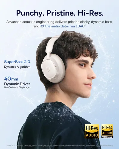 Miniatura 3 de Baseus Bass BH1 NC Audífonos con cancelación activa de ruido adaptativa, ANC híbrido adaptativo en tiempo real, SuperBass 2.0, sonido Hi-Res LDAC