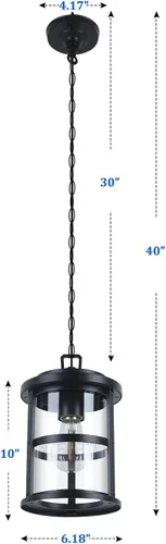 Miniatura 3 de UFOND Linterna colgante para exteriores, lámpara colgante de aluminio en acabado negro para porche, 1 paquete de linterna colgante exterior