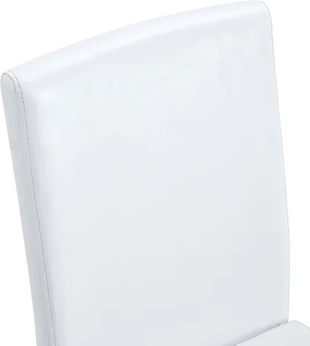 Miniatura 7 de Juego de 2 sillas de respaldo de piel sintética blanca con patas de metal plateado. La combinación perfecta, adecuada para estilos minimalistas