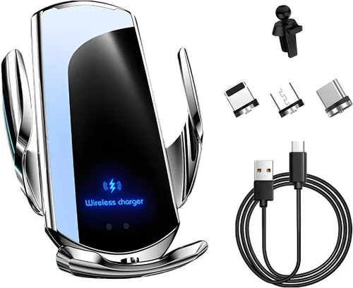 Miniatura 7 de Cargador inalámbrico para automóvil, montaje de ventilación de aire de carga rápida de 15 W, soporte de teléfono de sujeción automática, cargador