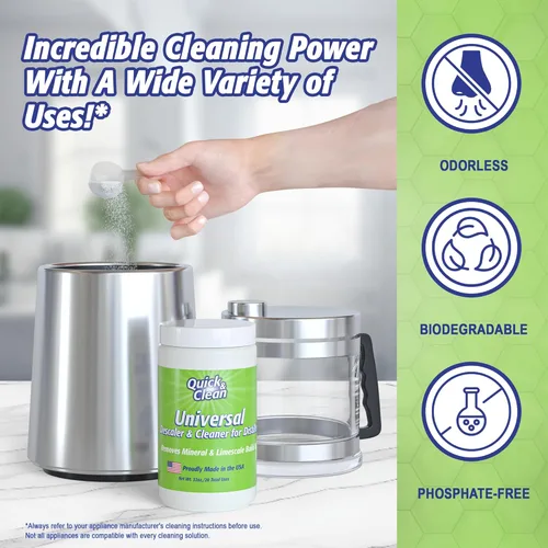 Miniatura 3 de Quick & Clean Descalcificador universal - 2 libras - Fabricado en los Estados Unidos - Polvo descalcificador de gránulos para máquinas