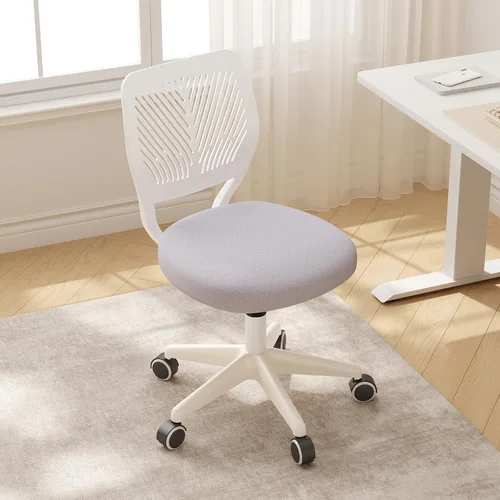 Miniatura 8 de JPBSTO Silla de escritorio sin brazos, silla giratoria de oficina ajustable con cojín acolchado de malla suave, silla ergonómica pequeña