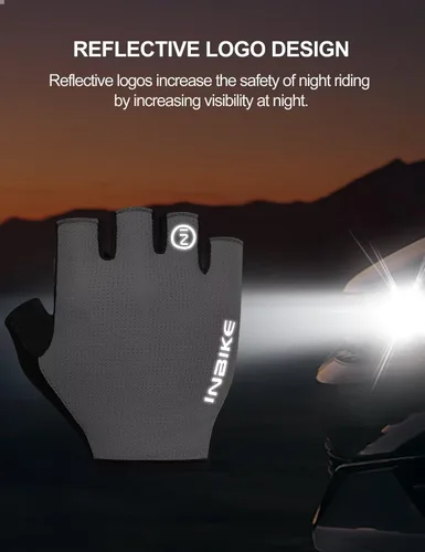 Miniatura 7 de INBIKE Guantes de ciclismo Guantes de ciclismo que absorben los golpes, transpirables, antideslizantes, sin dedos, para hombres y mujeres