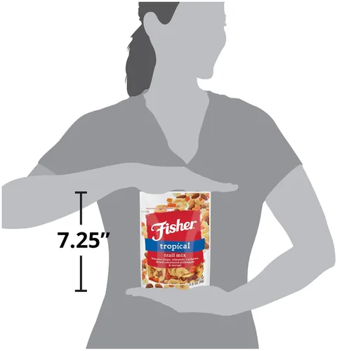 Miniatura 8 de Fisher Tropical variedad de frutos secos, 3.5 onzas, paquete de 6 unidades, chips de plátano, almendras, anacardos, piña y mango endulzados y secos
