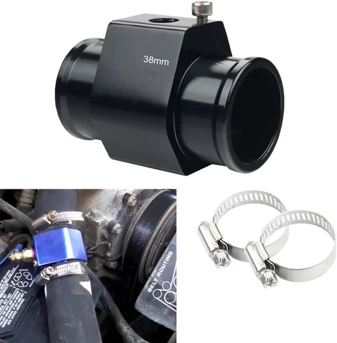 Miniatura 8 de Sensor del radiador de manómetro fabricado en aluminio, adecuado para 1 1/8 - 1 9/16 pulgadas, adaptador, dos abrazaderas para la manguera, 26 mm
