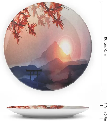Miniatura 2 de XISUNYA Plato decorativo de 6 pulgadas, artesanía de cerámica asiática, majestuosos picos del Himalaya, cultura circular, impresión artística, placa