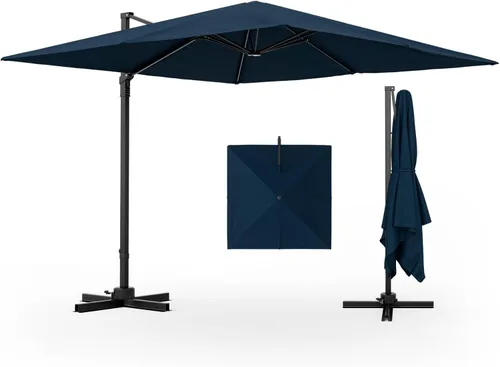 Miniatura 10 de Tangkula Sombrilla de patio voladiza de 9.5 pies, sombrilla cuadrada para exteriores con rotación de 360°, sombrilla colgante de patio resistente
