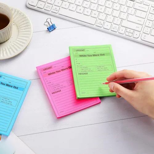 Miniatura 4 de Eaasty 9 blocs de notas adhesivas «While You were out» de 4 x 5 pulgadas, notas adhesivas de varios colores, notas adhesivas, notas urgentes