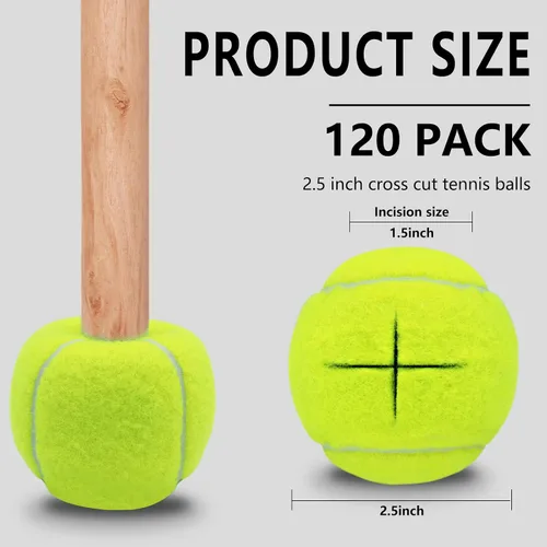 Miniatura 2 de Magicorange Paquete de 120 pelotas de tenis precortadas a granel para sillas, pelotas de tenis de 2.5 pulgadas, fundas para patas de sillas