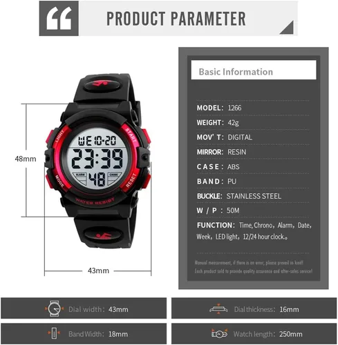 Miniatura 4 de Dayllon Kids Digital Watch Boys Outdoor Sports 50M Waterproof Girls Watches Alarm Clock 1224 H Stopwatch Calendar for Ages 3-15 Boy Girl Wristwatch