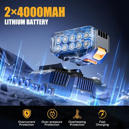 Miniatura 8 de Takuoo Llave de impacto inalámbrica de 1/2 pulgada sin escobillas, par máximo (1200N.m) 900 pies-libra de impacto eléctrico con batería de 4000mAh