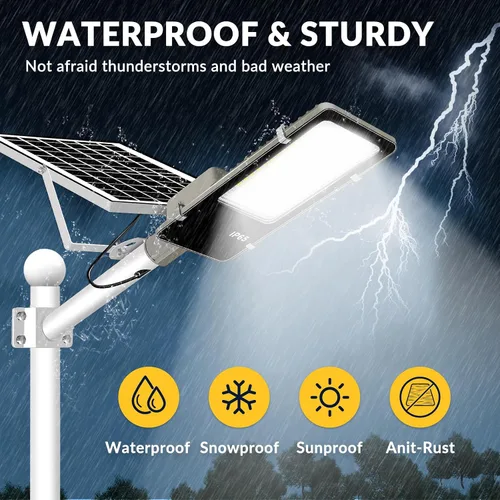 Miniatura 7 de Luces solares impermeables para exteriores IP65: paquete de 2 luces solares de calle de 10000 mAh, luces solares para exteriores del atardecer al