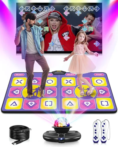 Miniatura 8 de Alfombrilla de baile doble, alfombrilla electrónica inalámbrica para TV con cámara, almohadilla de baile antideslizante para niños y adultos, tapete