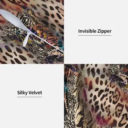 Miniatura 4 de Juego de 2 fundas de almohada con estampado de leopardo abstracto de animales africanos y vida silvestre, retro, fundas de almohada para decoración