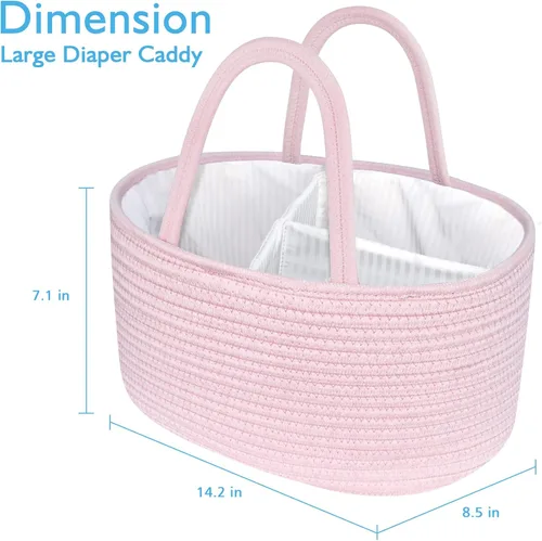 Miniatura 3 de ABenkle Organizador de Pañales - Cesta de Almacenamiento de Cuerda de Algodón para Artículos Esenciales del Bebé, Regalo de Baby Shower para Niños