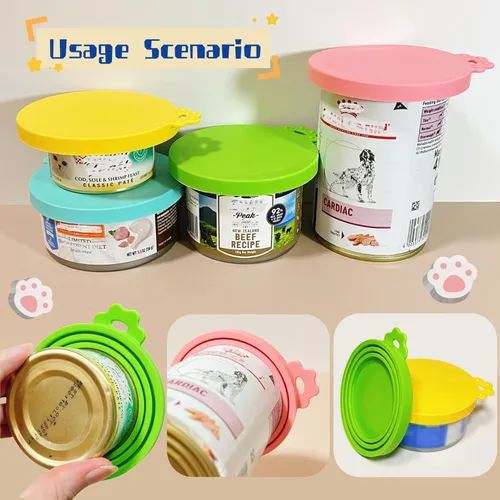 Miniatura 6 de Tapas de silicona para latas de comida para gatos/perros, 3 tamaños universales para latas de comida para mascotas de 3 onzas, 5.5 onzas, 6.5 onzas