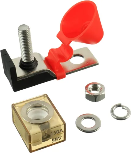 Miniatura 2 de 150 AMP MRBF Bloque de terminales Portafusibles Solo Stud 5/16" (M8) Fusible de batería clasificado compacto 150A