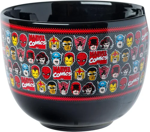 Miniatura 4 de Silver Buffalo Marvel Vengadores Iron Man, Capitán América, Spider-Man, Thor, Black Widow, Falcon, Hawkeye, Daredevil Tazón de Cerámica para Ramen