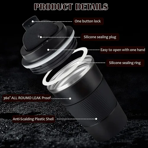 Miniatura 6 de CS COSDDI - Vaso térmico de acero inoxidable de 12 onzas con aislamiento al vacío, taza de viaje de café a prueba de derrames con tapa