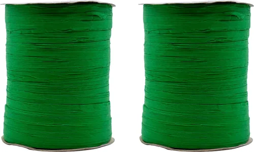 Miniatura 5 de Paquete de 2 rollos de cinta de rafia de papel de 200 yardas para embalaje y decoración de papel kraft (aguamarina)