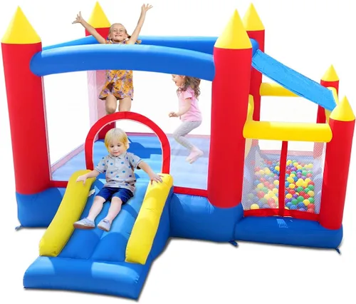 Baralir Casa inflable de rebote con sala de pelotas para niños de 3 a 6 años, casa de rebote interior con tobogán, castillo de salto inflable con