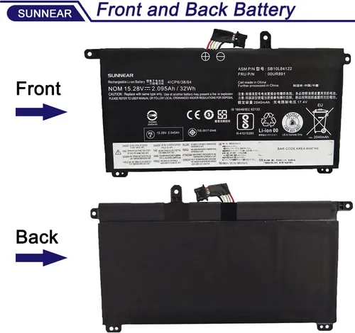 Miniatura 3 de 00UR891 SB10L84122 Reemplazo de batería para Lenovo ThinkPad T570 T580 P51S P52S ytpe 20H9 20HA 20JX 20JW 20L9 20LA Series batería interna 00UR890