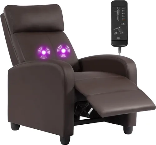 Miniatura 20 de BestMassage - Sillón reclinable sin función de masaje, con soporte lumbar, reclinación de empuje ajustable, reposabrazos anchos, reposapiés y Negro