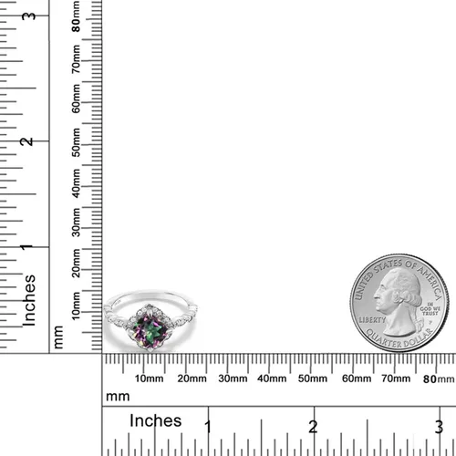 Miniatura 10 de Gem Stone King Anillo de compromiso solitario de moissanita blanca con piedra natal de corte cojín de 0.276 in para mujer, plata de ley 925