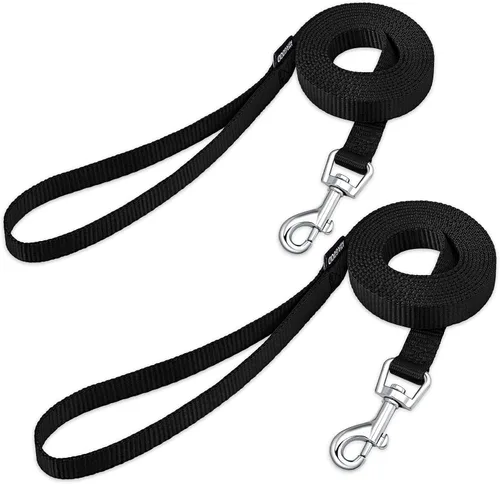 Miniatura 23 de AMAGOOD 6 pies de correas para cachorros/perros, correa de estilo tradicional resistente con gancho de cuello fácil de usar, correa para perros Negro