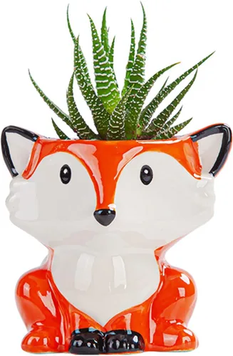 Miniatura 5 de DIYOMR Bonita maceta de cerámica de animales, maceta pequeña para suculentas, maceta con forma de dibujos animados para plantas pequeñas, cactus